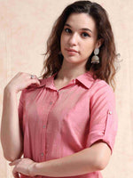 Load image into Gallery viewer, Pink Button-Down Vetican Kurta And Wide-Leg Pant Co-ord Set