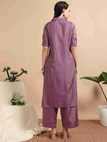 Load image into Gallery viewer, Purple Button-Down Vetican Kurta And Wide-Leg Pant Co-ord Set
