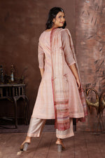 Load image into Gallery viewer, Pastel Pink Linen Shimmer A-Line Kurti Set