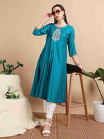 Load image into Gallery viewer, Teal Berlin Embroidered Anarkali Kurti