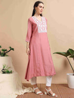 Load image into Gallery viewer, Pink Berlin Embroidered Anarkali Kurti