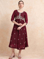 Load image into Gallery viewer, Beige Berlin Embroidered Anarkali Kurti