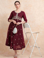 Load image into Gallery viewer, Beige Berlin Embroidered Anarkali Kurti