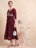 Load image into Gallery viewer, Beige Berlin Embroidered Anarkali Kurti