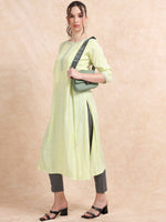 Load image into Gallery viewer, Light Green Rayon Embroidered A-Line Kurti