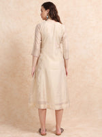 Load image into Gallery viewer, Cream Tissue Silk Fancy Embroidered Anarkali Kurti