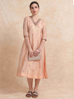 Load image into Gallery viewer, Peach Tissue Silk Fancy Embroidered Anarkali Kurti