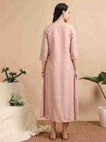 Load image into Gallery viewer, Blush Pink Cherry Silk Solid Embroidered A-Line Kurti