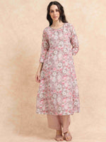 Load image into Gallery viewer, Lavender lychee Silk Floral Printed Flair Kurti, Pant and Printed Dupatta