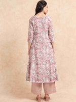 Load image into Gallery viewer, Lavender lychee Silk Floral Printed Flair Kurti, Pant and Printed Dupatta
