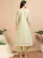 Load image into Gallery viewer, Pastel Green Tissue Silk Handloom Woven A-Line Kurti, Pant and Dupatta Set