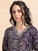 Load image into Gallery viewer, Indigo Fancy Cotton Floral Printed Anarkali Kurti,Pant and Dupatta Set