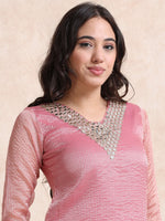 Load image into Gallery viewer, Pink Solid Luxury Banarasi Tissue Anarkali Kurta Set