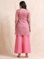 Load image into Gallery viewer, Pink Solid Luxury Banarasi Tissue Anarkali Kurta Set