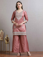 Load image into Gallery viewer, Rosé Glow Hand work Banarasi Silk Straight cut Fancy Suit