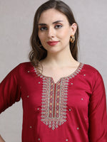 Load image into Gallery viewer, Rani Pink Fancy Shimmer Silk Kurti Set With Plazzo pant