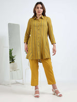 Load image into Gallery viewer, Mustard Cotton Printed Handloom Co-ord Set
