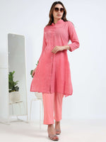 Load image into Gallery viewer, Pink Cotton Printed Handloom Co-Ord Set