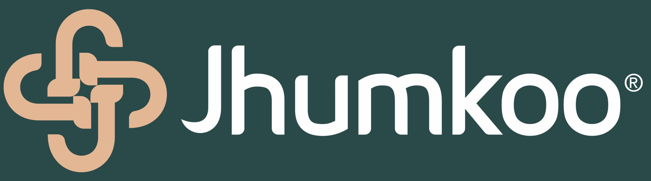 Jhumkoo logo on a dark green background