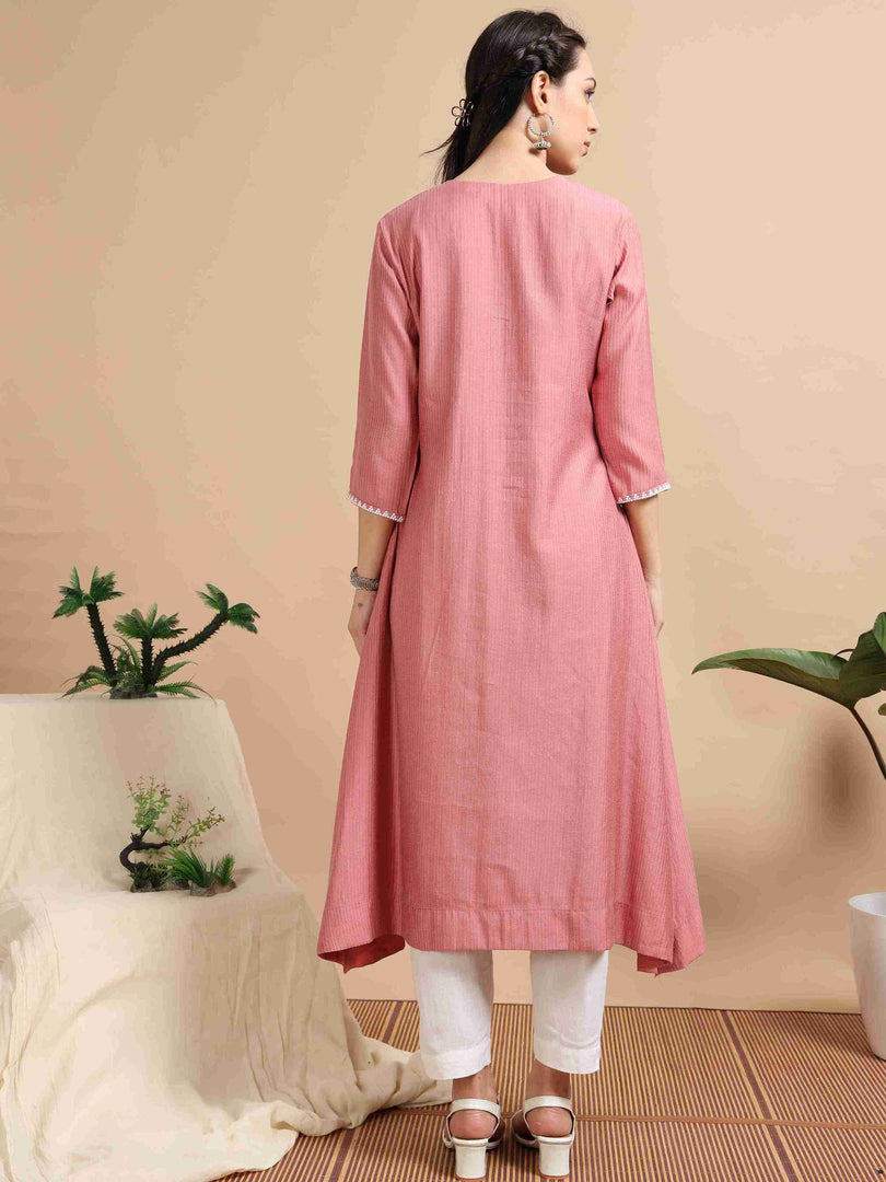 Pink Berlin Embroidered Anarkali Kurti