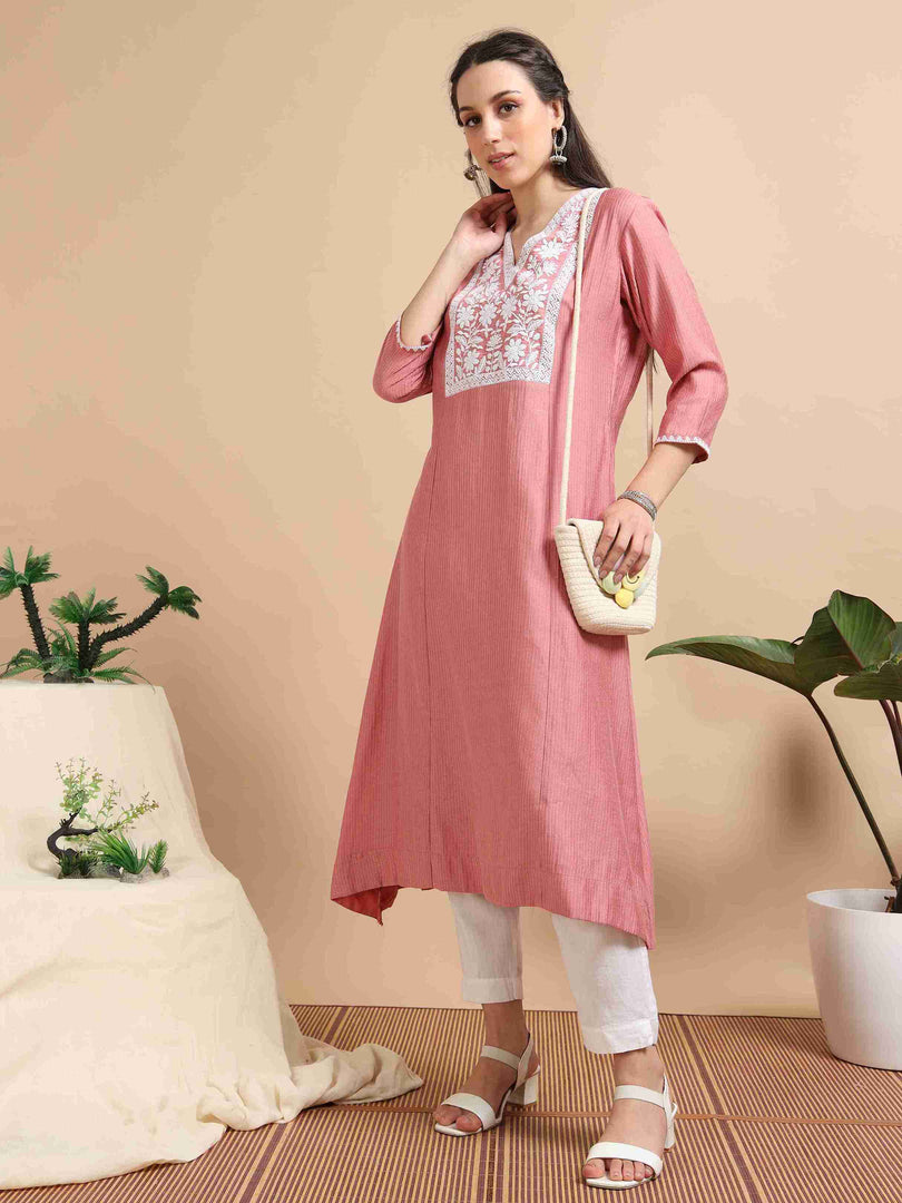 Pink Berlin Embroidered Anarkali Kurti