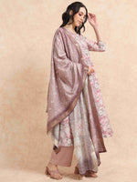 Load image into Gallery viewer, Lavender lychee Silk Floral Printed Flair Kurti, Pant and Printed Dupatta
