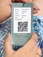 Load image into Gallery viewer, Blue Grey Floral Digital Print with Lace work A-line Kurti
