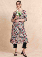 Load image into Gallery viewer, Multi Floral Digital Print with Lace work A-line Kurti
