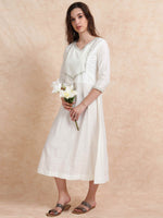 Load image into Gallery viewer, White Solid Cherry Silk with Embroidery Flair Kurti
