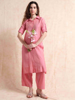 Load image into Gallery viewer, Pink Button-Down Vetican Kurta And Wide-Leg Pant Co-ord Set
