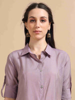 Load image into Gallery viewer, Lavender Button-Down Vetican Kurta And Wide-Leg Pant Co-ord Set
