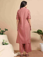 Load image into Gallery viewer, Peach Button-Down Vetican Kurta And Wide-Leg Pant Co-ord Set
