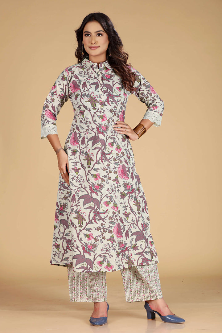 Floral Printed Cotton Flex A-Line Co-Ord Set