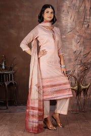 Pastel Pink Linen Shimmer A-Line Kurti Set