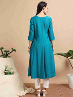 Load image into Gallery viewer, Teal Berlin Embroidered Anarkali Kurti