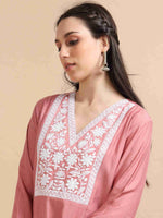 Load image into Gallery viewer, Pink Berlin Embroidered Anarkali Kurti