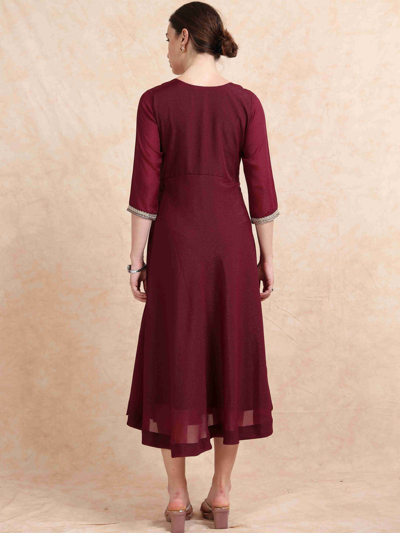 Beige Berlin Embroidered Anarkali Kurti