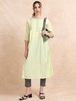 Load image into Gallery viewer, Light Green Rayon Embroidered A-Line Kurti