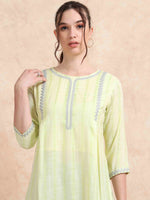 Load image into Gallery viewer, Light Green Rayon Embroidered A-Line Kurti
