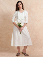 Load image into Gallery viewer, White Solid Cherry Silk with Embroidery Flair Kurti
