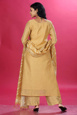 Load image into Gallery viewer, Mustard Aura Handloom Chanderi Jamdani Silk A-Line Kurta Set