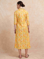 Load image into Gallery viewer, Pastel Yellow Floral Printed Linen Cotton Flair Kurti
