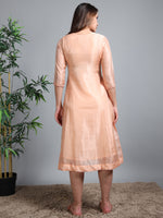 Load image into Gallery viewer, Peach Tissue Silk Fancy Embroidered Anarkali Kurti
