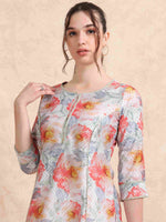 Load image into Gallery viewer, Red Floral Digital Print with Lace work A-line Kurti
