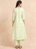 Load image into Gallery viewer, Pista Green Lychee Silk Floral Printed Anarkali Kurti, Pant and Designer Dupatta