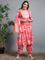 Load image into Gallery viewer, Pink Summer Bloom Cotton Kurti Set
