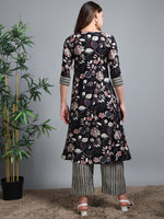Load image into Gallery viewer, Black Summer Bloom Cotton Kurti Set