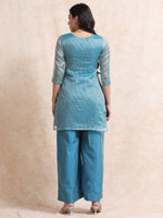 Load image into Gallery viewer, Blue Solid Luxury Banarasi Tissue Anarkali Kurta Set
