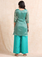 Load image into Gallery viewer, Sea Green Solid Luxury Banarasi Tissue Anarkali Kurta Set