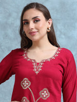 Load image into Gallery viewer, Hot Pink Straight Cut Fancy Suit Set with Manual Embroidery